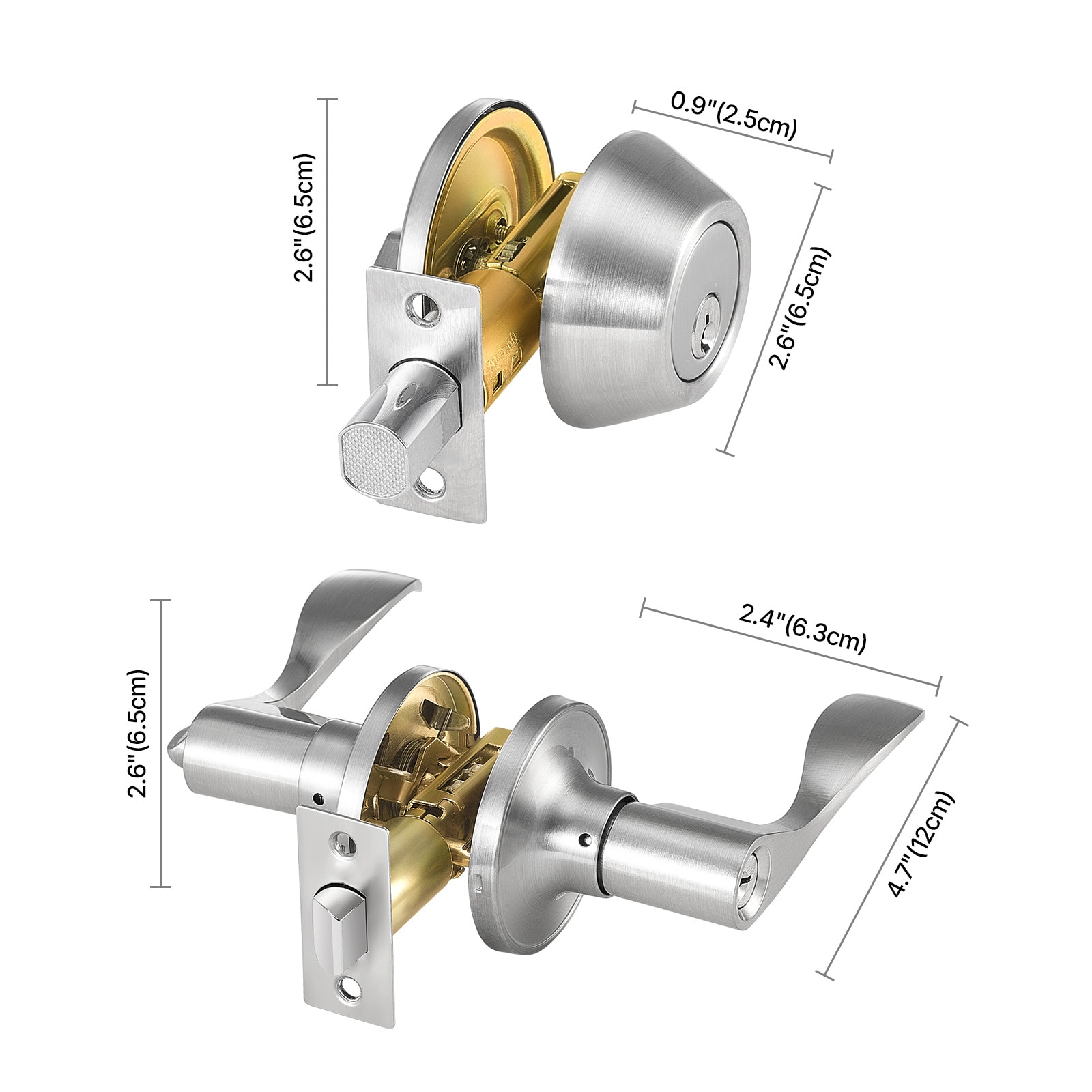 Entry Door Locksets With Deadbolt 5 Pack Keyed Alike Satin Nickel Lever_voghion.com